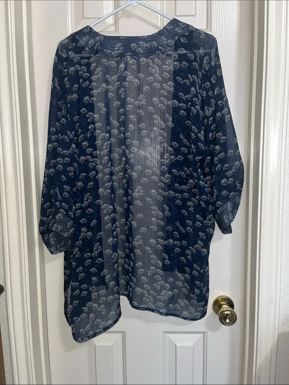 Lucky Brand Navy Sheer Floral Kimono Cardigan OSFM - Picture 7 of 9